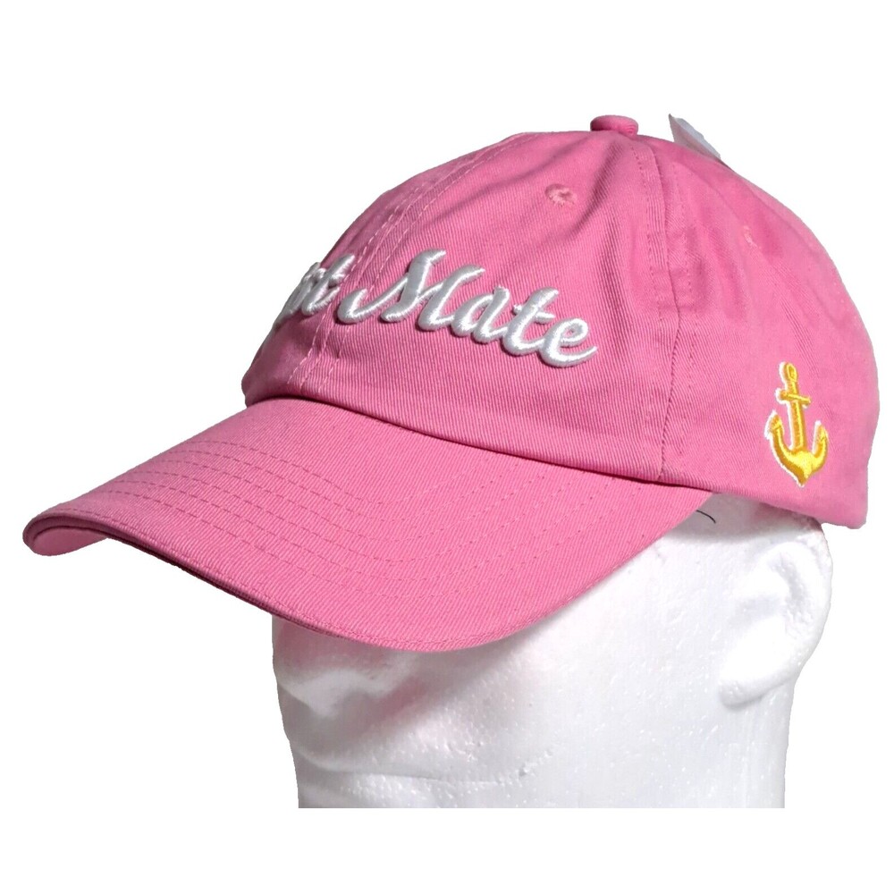 NWT Women's West Marine First Mate Strapback Hat Pink Embroidered Cap